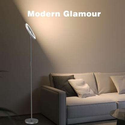 SIBRILLE 30W LED Floor Lamp for Living Room, 350° Rotating Reading Standing Lamp with Remote Control, Stepless Dimmable 3000K-6500K Modern Tall Lamp for Bedroom Office - color: Silver