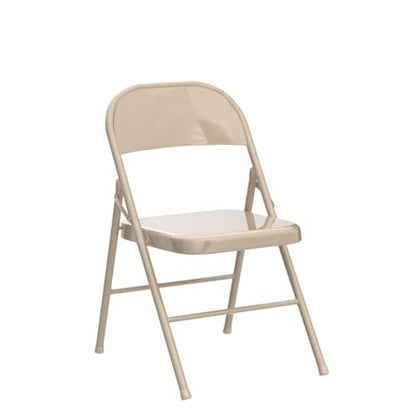 VECELO Metal Folding Chairs 4 Pack, Double Hinged Steel Frame Easy Foldable&Stackable for Office Kitchen Dinning Wedding Patio and Garden - color: Beige