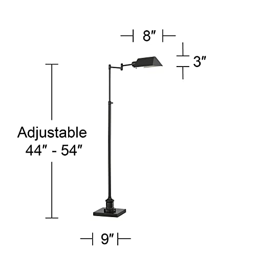 Jenson Adjustable Height Bronze Swing Arm Pharmacy 54" Tall Floor Lamp | Traditional Farmhouse Standing Base Dark Metal Bright Downward Light for Living Room Reading House Bedroom - color: Bronze