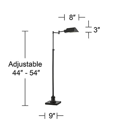 Jenson Adjustable Height Bronze Swing Arm Pharmacy 54" Tall Floor Lamp | Traditional Farmhouse Standing Base Dark Metal Bright Downward Light for Living Room Reading House Bedroom - color: Bronze