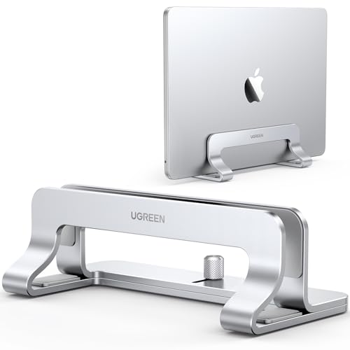 UGREEN Vertical Laptop Stand Holder for Desk Compatible with MacBook Pro, MacBook Air Stand Vertical Aluminum Adjustable for Up to 17.3 Inch Gaming Laptop, Silver - color: Silver