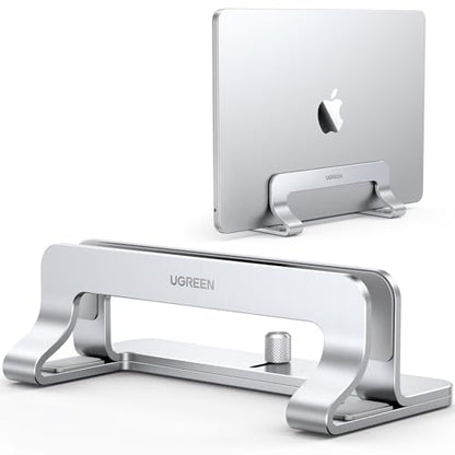 UGREEN Vertical Laptop Stand Holder for Desk Compatible with MacBook Pro, MacBook Air Stand Vertical Aluminum Adjustable for Up to 17.3 Inch Gaming Laptop, Silver - color: Silver