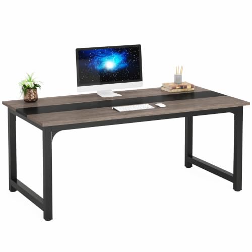 Tribesigns Modern Computer Desk, 63 x 31.5 inch Large Office Desk Computer Table Study Writing Desk Workstation for Home Office, Grey/Black - color: Grey + Black, size: 63*31.5 inch