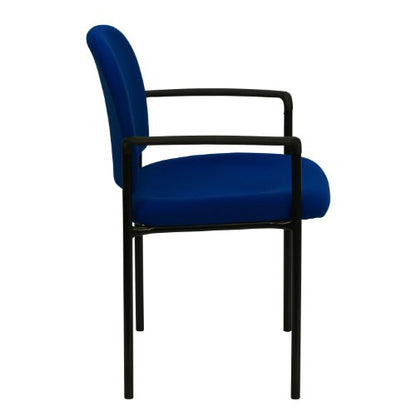 EMMA + OLIVER Navy Fabric Stackable Steel Side Reception Chair | Contoured Cushions, Powder Coated Frame, Durable Construction, Commercial Use - color: Navy Fabric