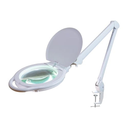 Neatfi Elite XL HD LED Magnifying Lamp | 7-Inch Lens | 1.75X + 4X Magnification | Dimmable | 3 Light Modes (3000K / 4000K / 6500K) | Adjustable Arm | Glare-Free (White-2, 7-inch Lens, CCT with Clamp) - color: White-2