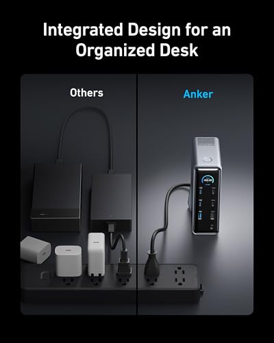 Anker Prime Docking Station, 14-in-1 Laptop Docking Station Dual Monitor | Dual 4K HDMI, 160W Max Output, 10Gbps Data Transfer, Smart Interface, Audio and Ethernet Ports for Dell, HP, Lenovo and More