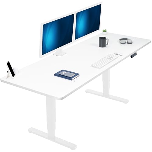 VIVO White 83 x 30 in Standing Desk, DESK-KIT-2W8W | Electric, Dual Motor, Holds 220 lbs, Sit Stand, Height Adjustable, Extra Deep Table Top, Memory, 2B Series, White Frame - color: White Top / White Frame, size: 83 x 30