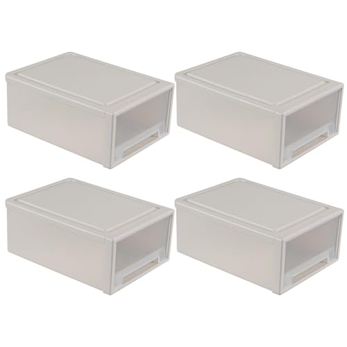 4-Tier Plastic Drawer Tower, 18 Quart Storage Organizer Unit Bin | Stackable Container Drawers for Bedroom, Bathroom, Office, Lightweight, Easy-Clean, Space-Saving Storage - size: 18 Quart