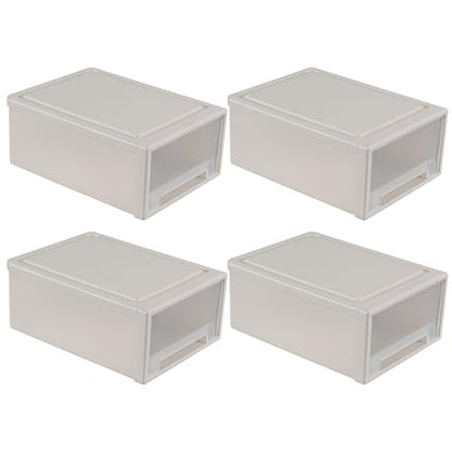 4-Tier Plastic Drawer Tower, 18 Quart Storage Organizer Unit Bin | Stackable Container Drawers for Bedroom, Bathroom, Office, Lightweight, Easy-Clean, Space-Saving Storage - size: 18 Quart