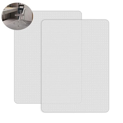 2 Pack Office Chair Mat for Carpets, 48'' x 60'' Clear Floor Mat for Carpeted Floors, Thick and Sturdy Carpet Protector with Grips, Easy Glide and Flat Without Curling - size: 2PCS 48" X 60"