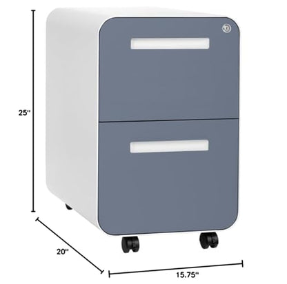 Laura Davidson Furniture Stockpile 2 Drawer Mobile File Cabinet with Lock - Under Desk Metal Filing Cabinet, Legal/Letter File Folders, Wheels and Stationary Feet, Pre-Assembled, Coastal Blue - color: Coastal Blue