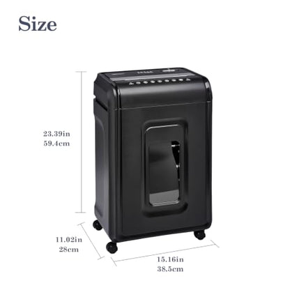 18‑Sheet Micro‑Cut Paper Shredder for Home Office – P‑4 Security, 30‑Min Continuous Run, 7‑Gallon Bin, Portable on 360° Casters, Anti‑Jam, Quiet Micro‑Cut Document Shredder