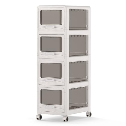 Giantex 4-Tier Rolling Storage Cart, Utility Cart with 4 Drawers & Lockable Wheels for School Art Craft Supplies, Plastic Organizer and Storage for Kitchen, Bedroom and Home Office - size: 4-Tier