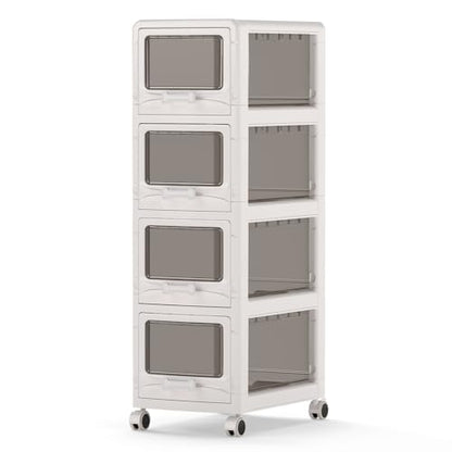 Giantex 4-Tier Rolling Storage Cart, Utility Cart with 4 Drawers & Lockable Wheels for School Art Craft Supplies, Plastic Organizer and Storage for Kitchen, Bedroom and Home Office - size: 4-Tier