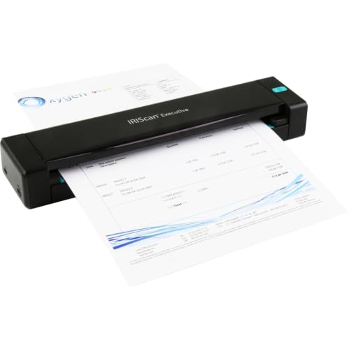 IRISCan Executive 4 Duplex Portable Mobile Document & Receipts Portable Color Scanner USB Powered, 1Click Scan to PDF, Full OCR 138 Languages, Scan to PDF/Word/XLS/JPG/Cloud/,Business Cards & Receipts
