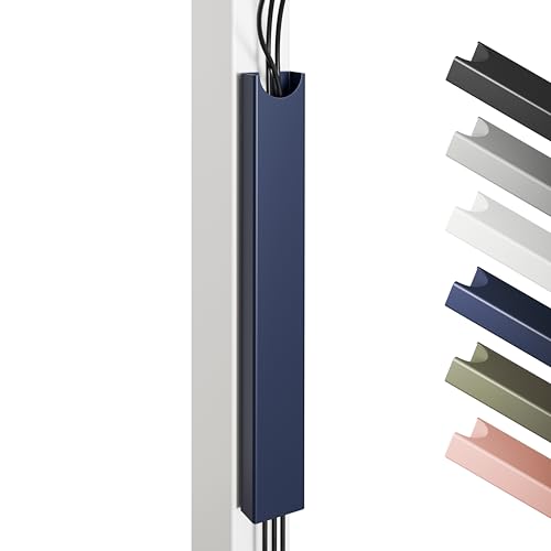 Desktronic Magnetic Cable Management Tray — No Drill Under Desk Cord Organizer, Holds 10 Cables, Reinforced Steel Cable Holder for Home Office, Gaming Setup & Sit-Stand Desks - color: Dark Blue
