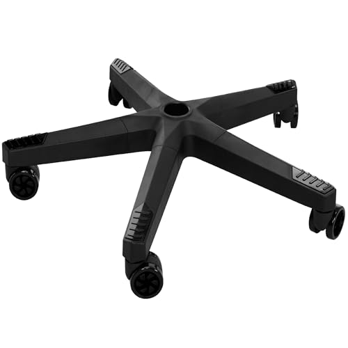 28" Heavy Duty Nylon Gaming Office Chair Base Replacement Part with Wheels | Computer Chair Base Legs with 5 Casters - color: Black