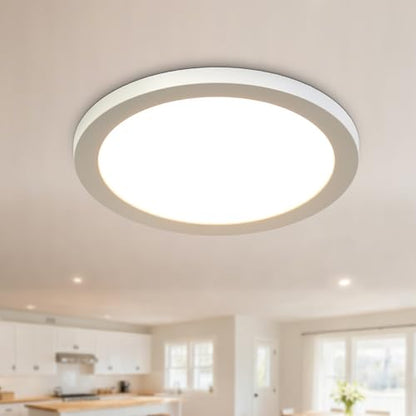 KSANA 9 Inch LED Flush Mount Ceiling Light, 5 CCT Selectable Ultra-Slim Round Flat Panel Light, Triac Dimmable 5%-100%, 18W 1440LM Ceiling Light Fixture for Kitchen, Bedroom, Hallway, Office - size: 9 Inch