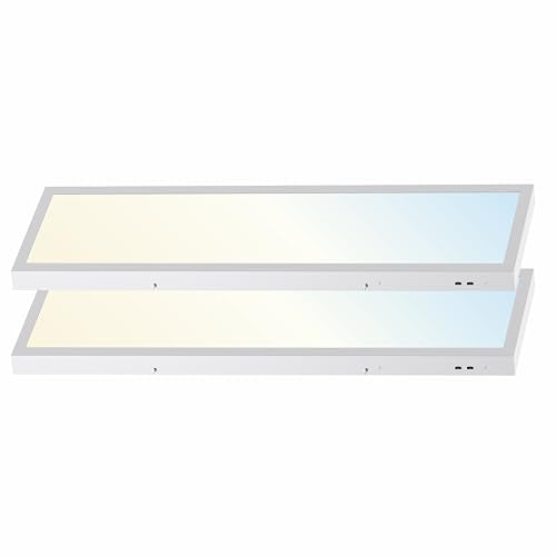 1x4FT Led Flat Panel Light Surface Mount Ceiling Light, 5CCT 3000K/3500K/4000K/5000K/6500K 120V TRIAC Dimmable, 30W/40W/50W 6250Lumens, Flush Mount or Drop Ceiling for Office Kitchen Garage, 2 Pack - size: 2 PACK
