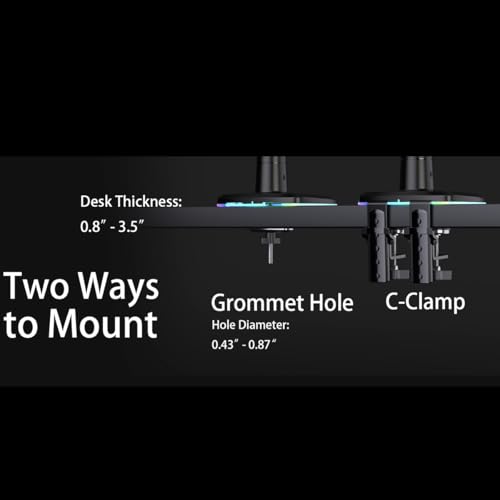 NB Gaming Monitor Arm or for 32 to 60 Inches Screen, Load up to 20 kg, VESA 75/100, RGB-Light, Heavy Duty, Multi Angle Adjustable, Premium Aluminum, Lake Blue - color: Lake Blue