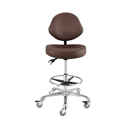 Office Drafting Chairs with Back Support, Rolling Drafting stools | Ergonomic,Heavy-duty Tall Shop Stool with Adjustable Foot ring for Standing Desk,Workshop Studio Salon Dental Home Office