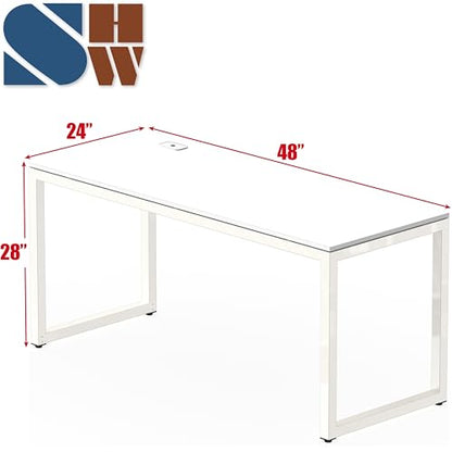 SHW 48-Inch Commercial-Grade Office Computer Desk, White - color: White, size: 48-Inch
