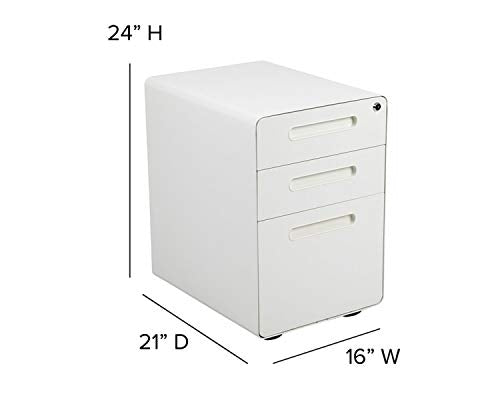 Flash Furniture 3-Drawer Locking Mobile Filing Cabinet, White - color: White, style: Ergonomic