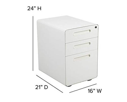 Flash Furniture 3-Drawer Locking Mobile Filing Cabinet, White - color: White, style: Ergonomic