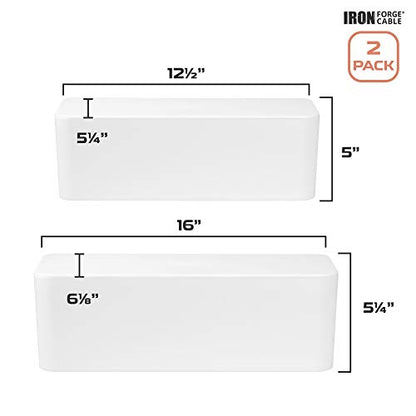 Iron Forge Cable Cable Management Box, 2 Pack - White, Hook & Loop Keepers - color: White