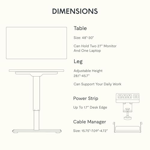 FLEXISPOT EN2 48"x30" Whole-Piece Standing Desk with Power Strip, Black | Whole-Piece Desktop, Easy-Access Clamp Power Strip, Organized Cable Management, Modern Home Office Setup - color: Black Top + Black Frame, size: 48x30"