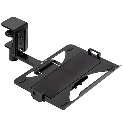 VIVO Clamp-on 12 x 9 inch Rotating Laptop Tray, Extra Sturdy Single Desk Swivel Clamp, Ergonomic Typing, Black, MOUNT-LAP1CB