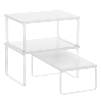 SONGMICS Cabinet Organizer Shelf, Set of 3 Spice Rack, Kitchen Storage | Kitchen Counter Shelves, Kitchen Storage, Spice Rack, Snow White and Matte White, BYSTRO Collection UKCS220WE01S - color: Snow White + Matte White