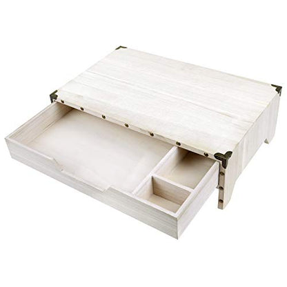 Ikee Design Wooden 2 Tier Monitor Stand with Drawer,Wood Desktop Stands | Ergonomic Monitor Stand – Raises your monitor or laptop to a comfortable viewing height for a more organized