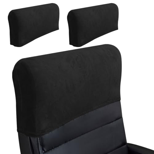Stretch Office Chair Headrest Cover, Headrest Protector for Office Chairs, Head Rest Covers for High Back Computer Chairs, Furniture, Recliner Chair (Velvet, Black, 2 Pack) - color: Velvet, Black, size: 2 Pack