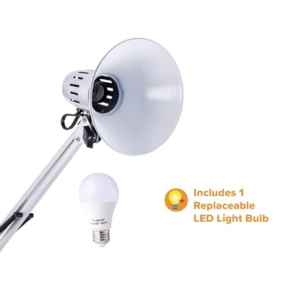 Bostitch Office VLF100-SLV Swing Arm Desk Lamp with Clamp Mount, 36" Reach with Multi-Joint Adjustment, Includes Replaceable LED Bulb (VLF), Silver - size: Clamp 36" Reach, style: Clamp, Silver