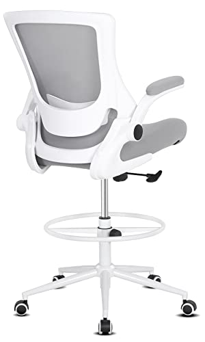 Misolant Tall Office Chair for Standing Desk, Drafting Chair with Footrest Ring, 120°Recline，Adjustable Height，Lumbar Support，High Office Chair for Home - color: Grey