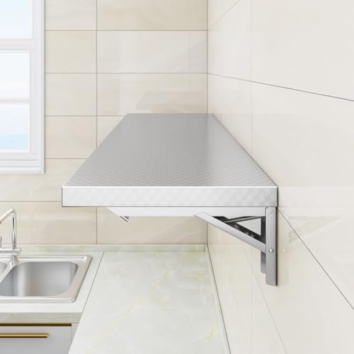 Folding Wall Table, Workbench, Floating Desk,Stainless Steel, Wall Mounted Desk for Small Spaces, Laundry Folding Table, Wall Mount Desk, Wall Mounted Table Fold Down(60x35cm/24x14in) - size: 60x35cm/24x14in