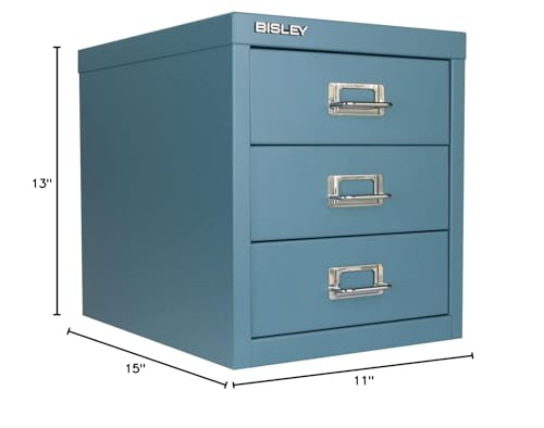 Bisley 3-Drawer Steel MultiDrawer Cabinet - Doulton Blue - color: Doulton Blue, size: 3 Drawer