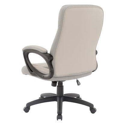Office Star FL Series Executive Seating Faux Leather Manager's Adjustable Office Chair with Padded Arms, Taupe with Grey Mesh Accents - color: Taupe
