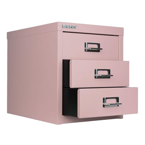 Bisley 3-Drawer Steel MultiDrawer Cabinet - Palest Pink - color: Palest Pink, size: 3 Drawer