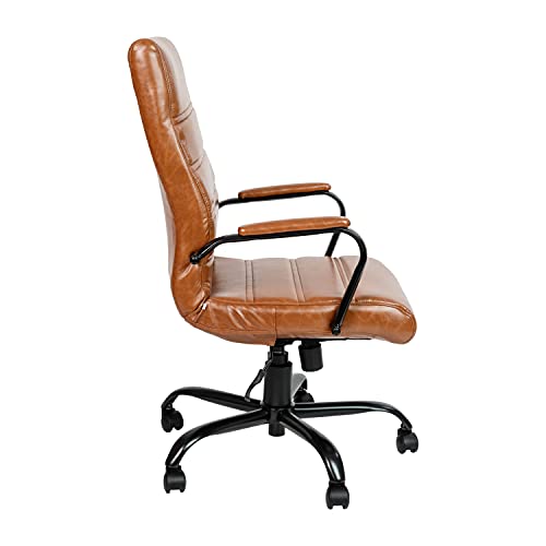 Flash Furniture LeatherSoft Executive Office Chair, Brown/Black | 360° Swivel, Height Adjustable, Commercial Grade - color: Brown Leathersoft/Black Frame