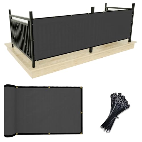 UPGRADE Privacy Screen 3' x 10' Fence Commercial Shade Cover with Brass Grommets Heavy Duty Perfect for Outdoor Back Yard, Grey, Customizable - color: Dark Gray, size: 0 3' x 1 0'