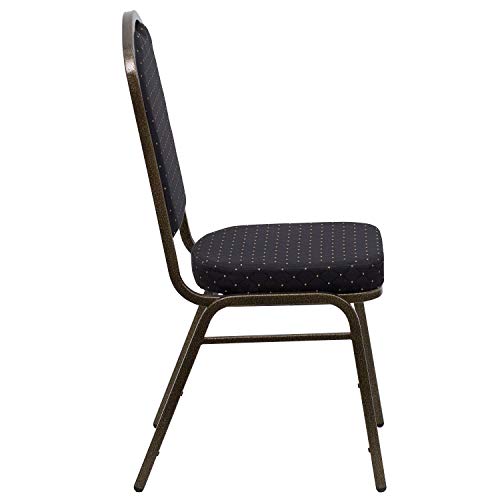Flash Furniture Hercules Fabric Crown Back Stackable Banquet Chair, Black | Gold Vein Frame, Fabric Upholstery - color: Black Patterned Fabric/Gold Vein Frame, size: Set of 1