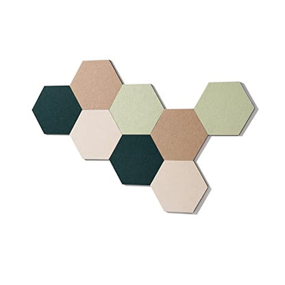 LAJAR 8 Pcs Self Adhesive Large Felt Bulletin Board Tiles | Hexagon Color Felt Pin Board Wall Tiles for Photos, Pictures, Memos - color: Green