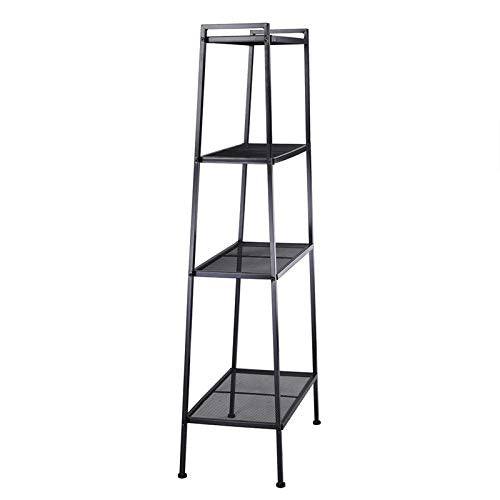 Ladder Bookshelf, 4-Tier Metal Shelf Open Bookcase Freestanding Bathroom Storage Rack Plant Stand for Living Room, Bedroom, Office, Easy Assembl (Black3) - color: Black3