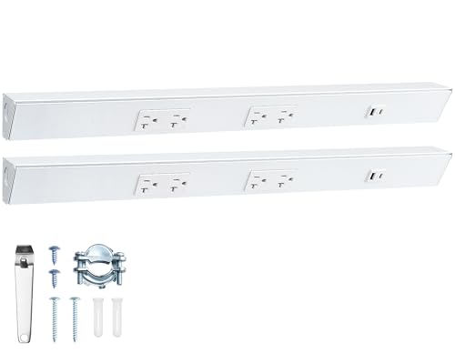 2-Pack Under Cabinet Hardwired Power Strip, 24 inch | Trapezoid Aluminum Outlet Strip, 2 Standard TR Outlets with USB-A & USB-C, Pre-Wired for Easy Installation, ETL Listed - color: White, size: 2 Pack