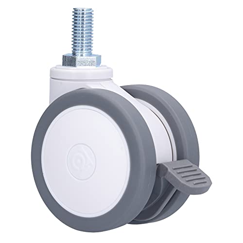 Desk Chair Wheels Replacement Noiseless Swivel Caster Wheels Medical Rubber TPR 3in Thread Aluminum Alloy 75mm Caster M12 for Home Office Chair Furniture