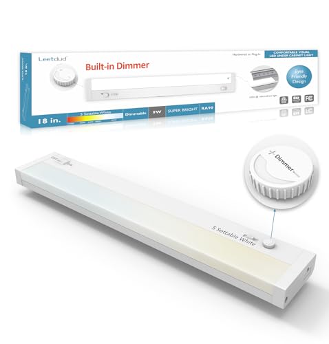 Under Cabinet Lighting Plug in or Hardwired Built-in Dimmer, 18 Inch 9W, 5CCT 2700/3000/3500/4000/5000K, Linkable Counter Lights for Kitchen, ETL Dimmable LED Light Fixture, White - color: White, size: 18 inch