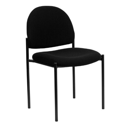Flash Furniture Tania Comfort Black Fabric Stackable Steel Side Reception Chair | Contoured Cushions, Powder Coated Frame, Cross Braced Seat, Durable Construction, Commercial Use - color: Black Fabric