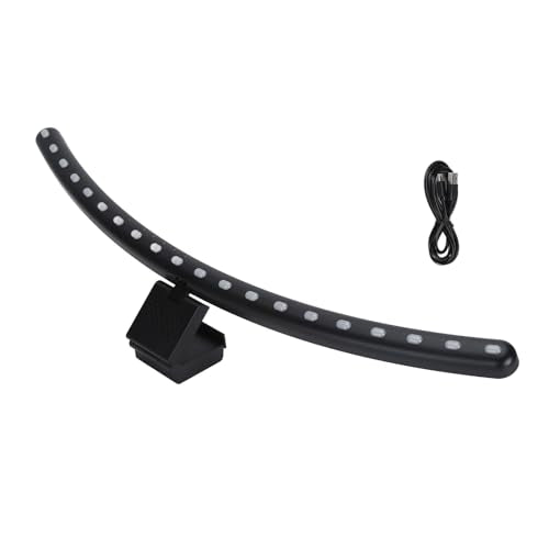 2 in 1 RGB Monitor Light Bar, Curved Computer Monitor Lamp Bar with Dual Light Source, Voice - Activated Musical Rhythm & Eye - Caring Dimmable Backlight for Office